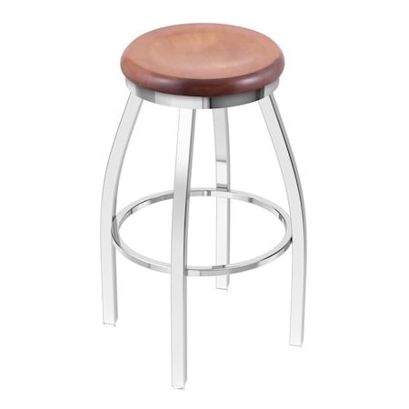 Holland Bar Stool Co 30" Swivel Bar Stool, Chrome Finish, Med Maple Seat 80230CHMedMpl